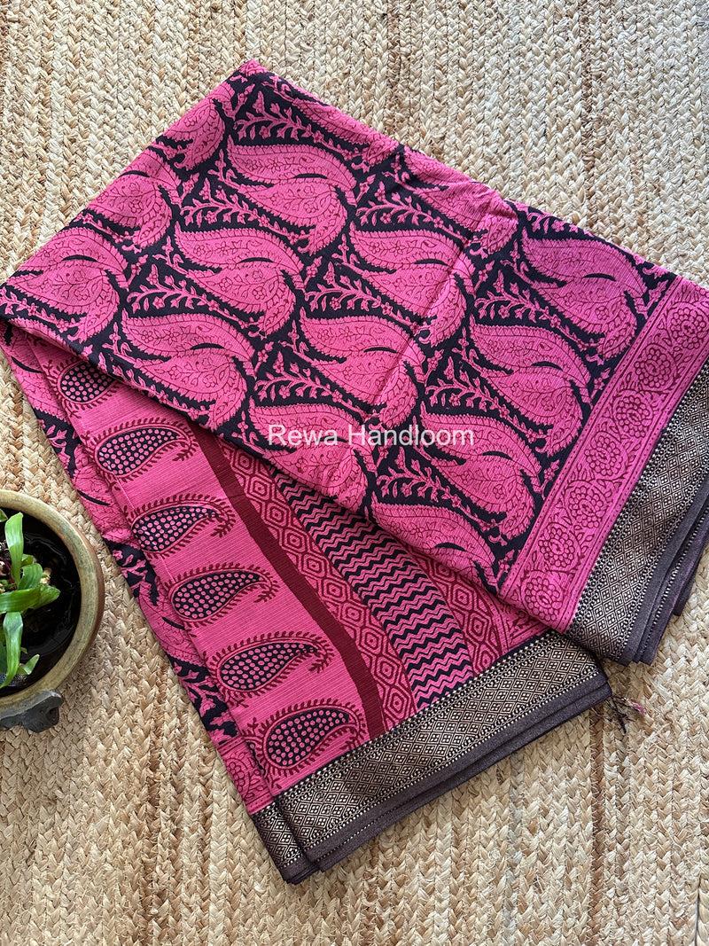 Maheshwari Bagh Print Small Border Saree