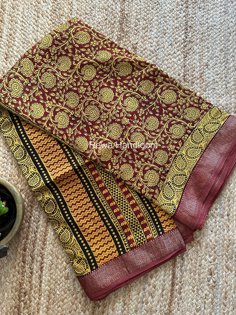 Maheshwari Bagh Print Small Border Saree