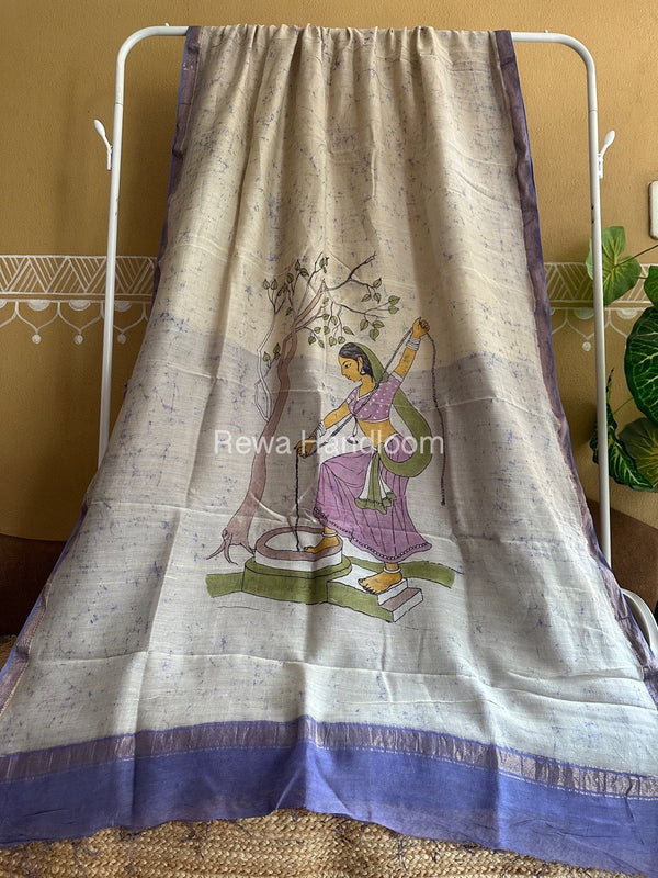Maheshwari Batik Figure Handpainted Saree