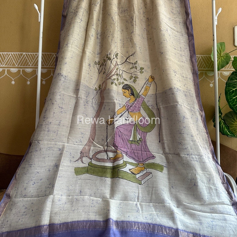 Maheshwari Batik Figure Handpainted Saree