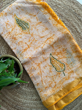 Maheshwari Yellow Batik Indonesian Print Saree IBS02