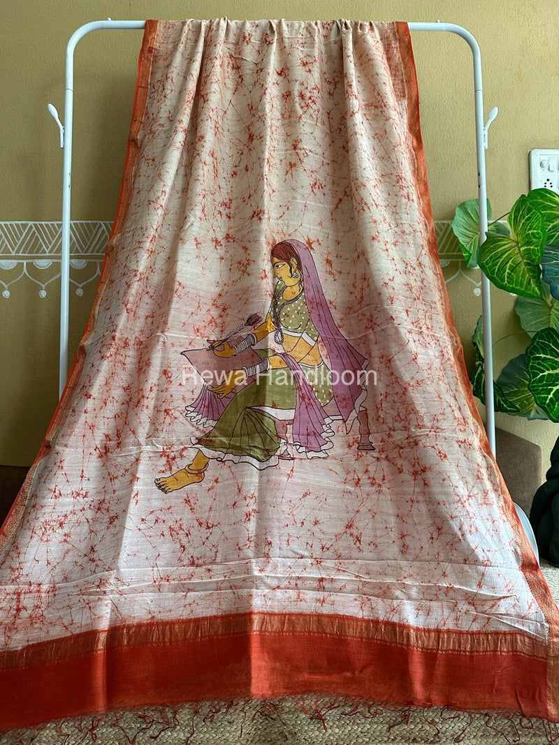 Maheshwari Batik Figure Handpainted Saree