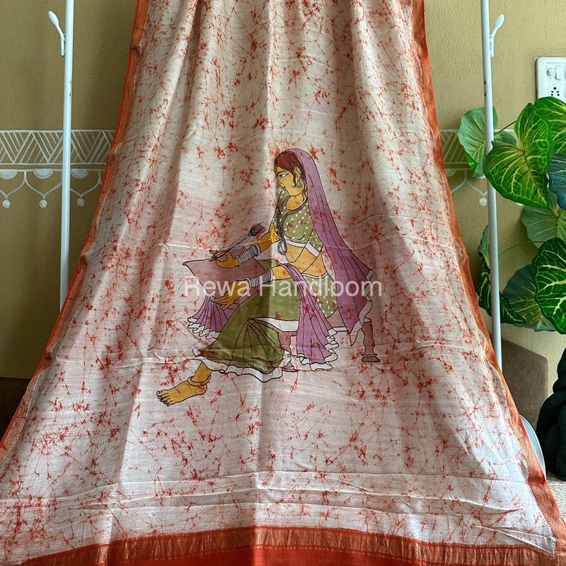 Maheshwari Batik Figure Handpainted Saree