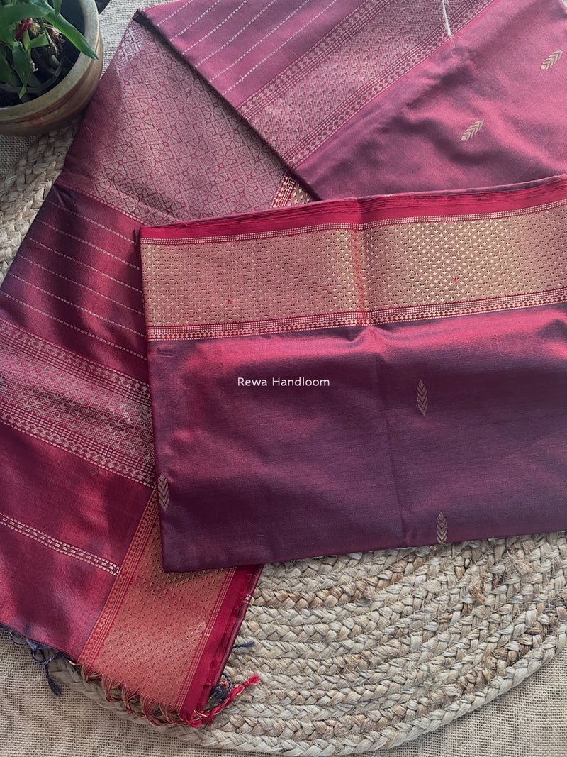 Maheshwari Wine Pure Silk Saree PS073
