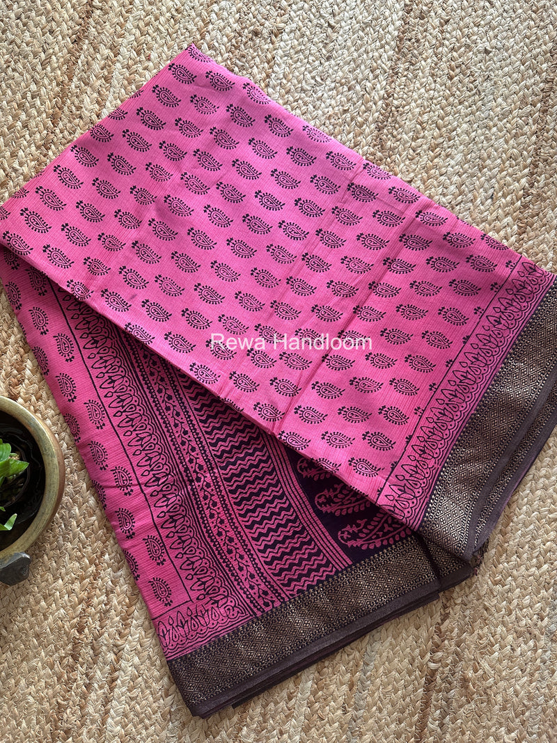 Maheshwari Bagh Print Small Border Saree