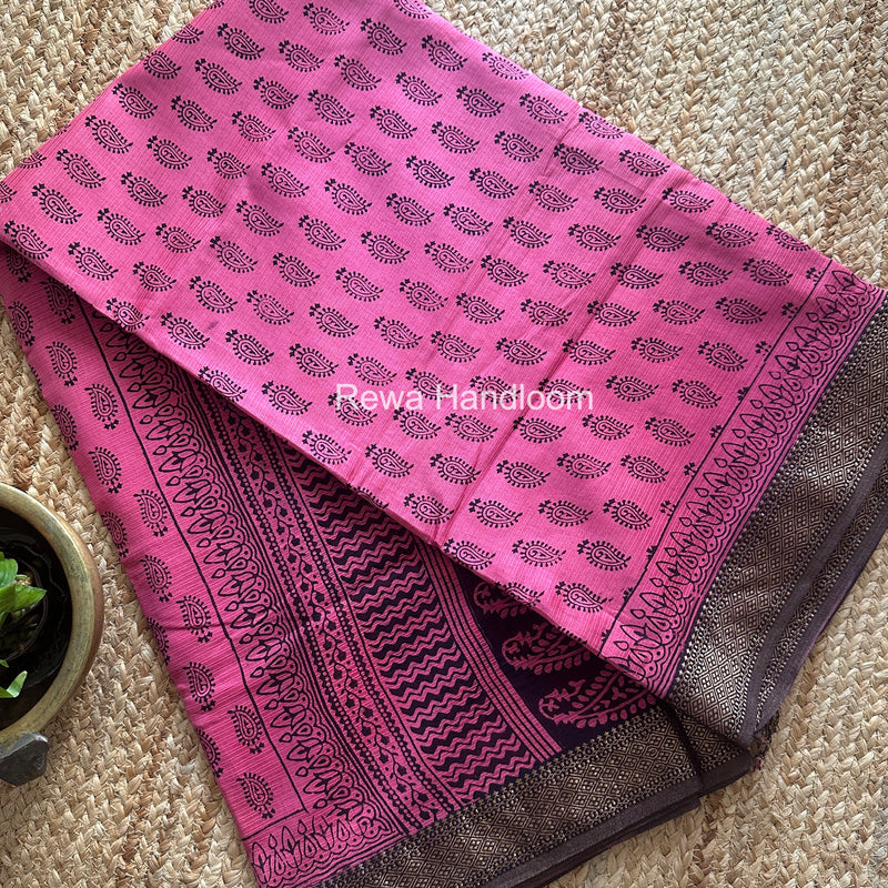 Maheshwari Bagh Print Small Border Saree