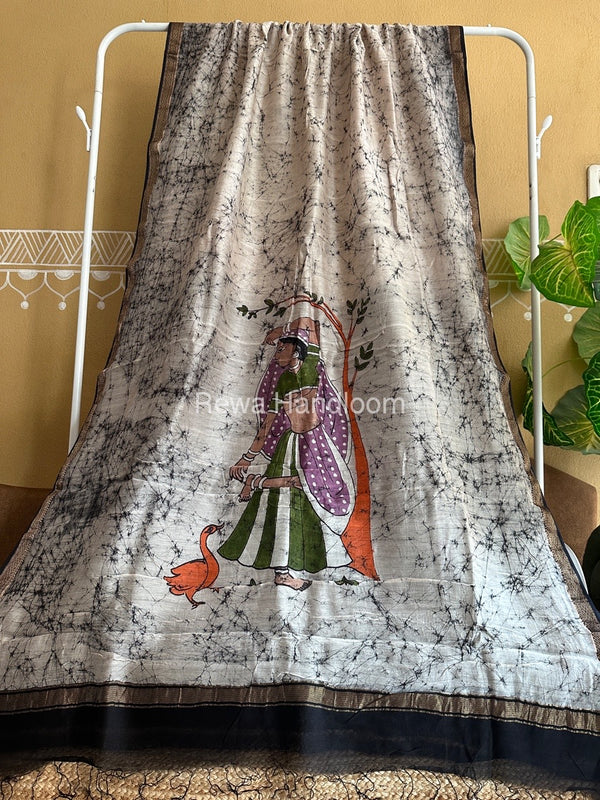 Maheshwari Batik Figure Handpainted Saree