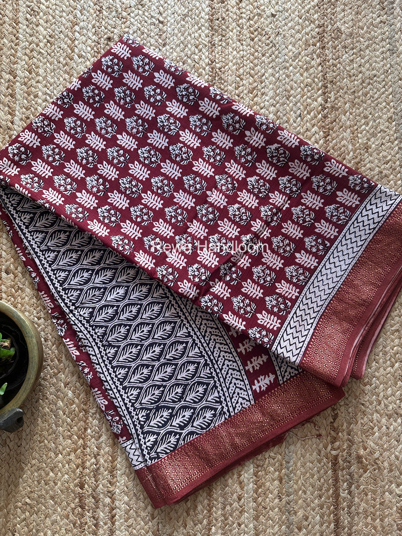 Maheshwari Bagh Print Small Border Saree
