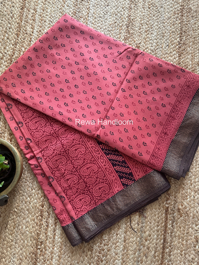 Maheshwari Bagh Print Small Border Saree