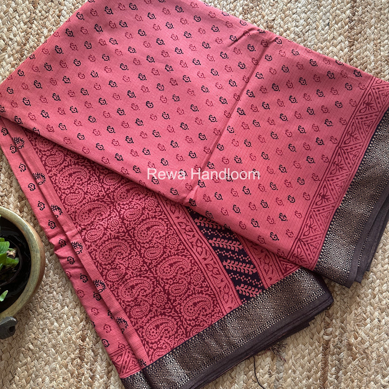 Maheshwari Bagh Print Small Border Saree