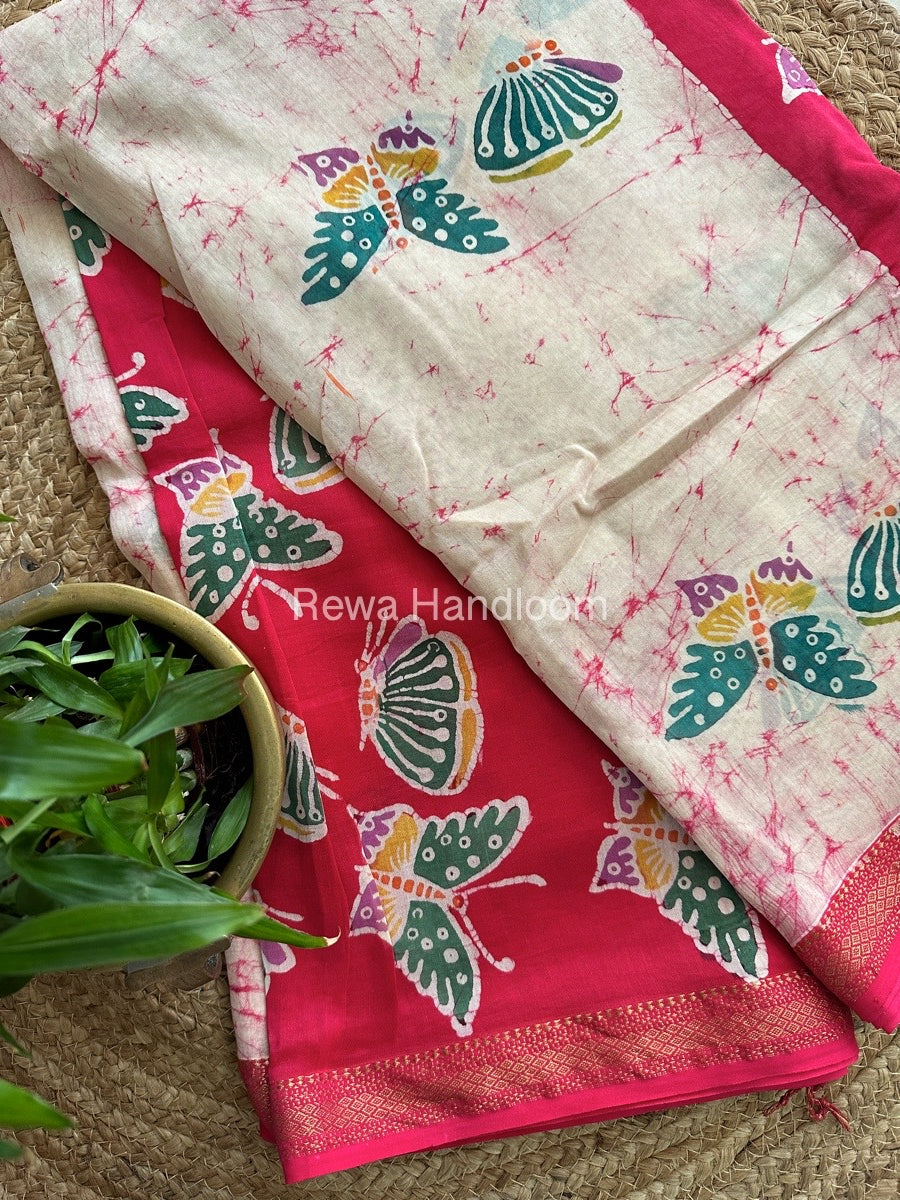 Maheshwari Batik Indonesian Print Saree