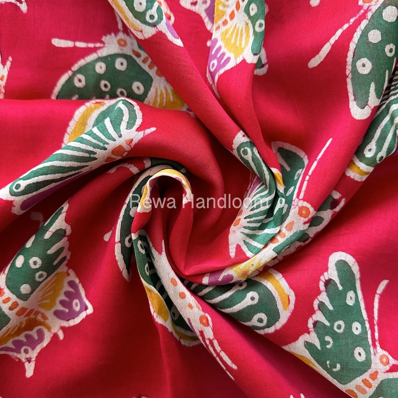 Maheshwari Rani Pink Batik Indonesian Print Saree IBS053