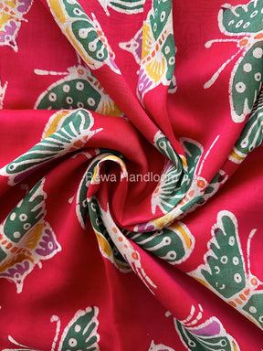 Maheshwari Rani Pink Batik Indonesian Print Saree IBS053