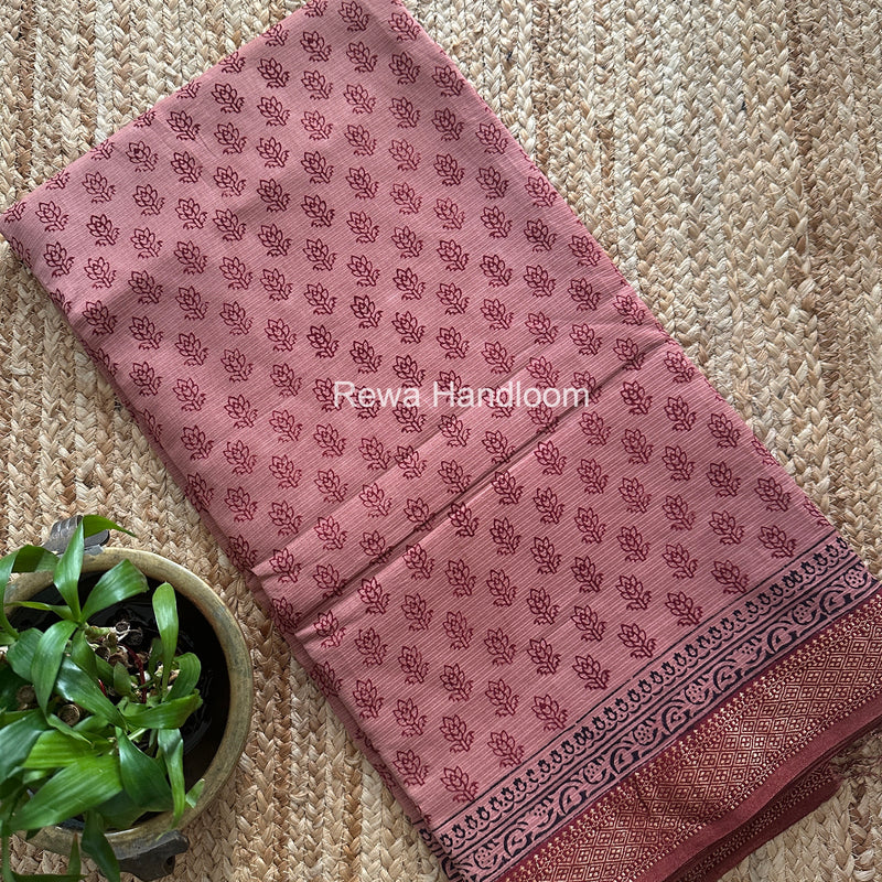 Maheshwari Peach Bagh Print Small Border Saree MTBS185