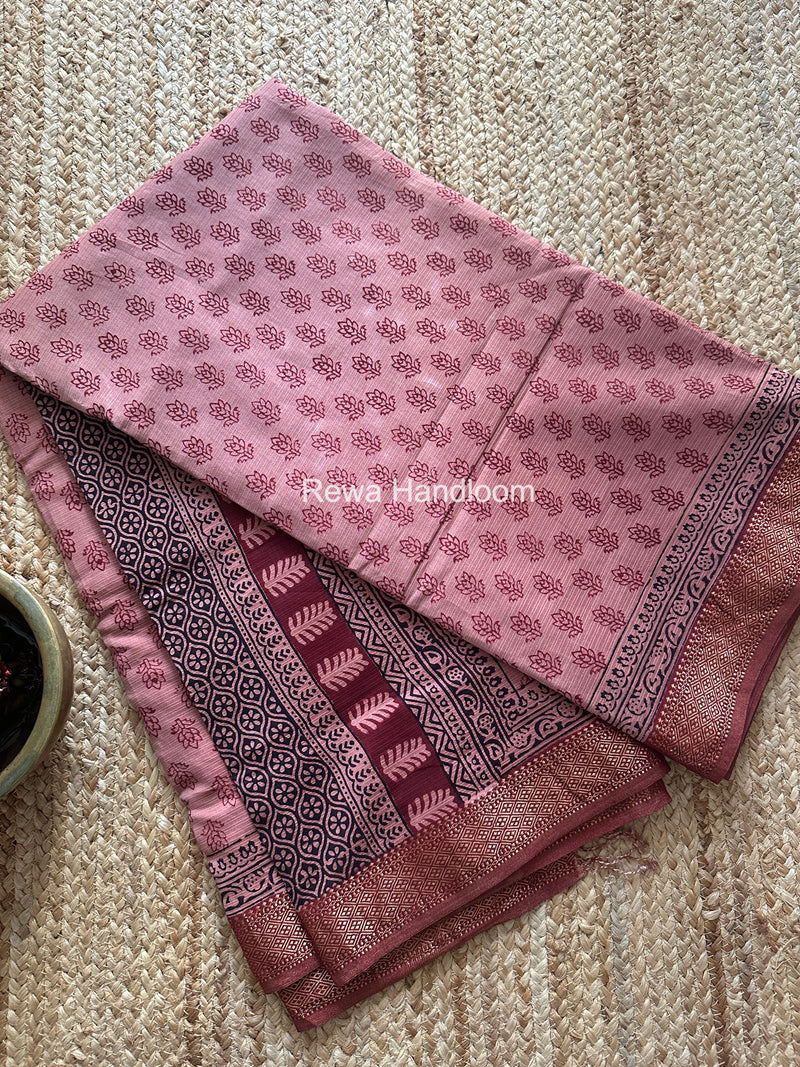 Maheshwari Bagh Print Small Border Saree