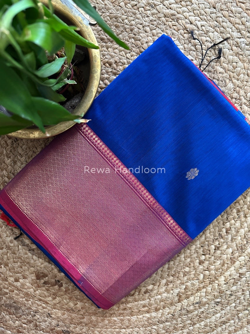 Maheshwari Blue Zari Skirt Butti Saree ZSB093