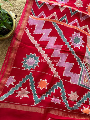 Maheshwari Pink Batik Indonesian Print Saree IBS055