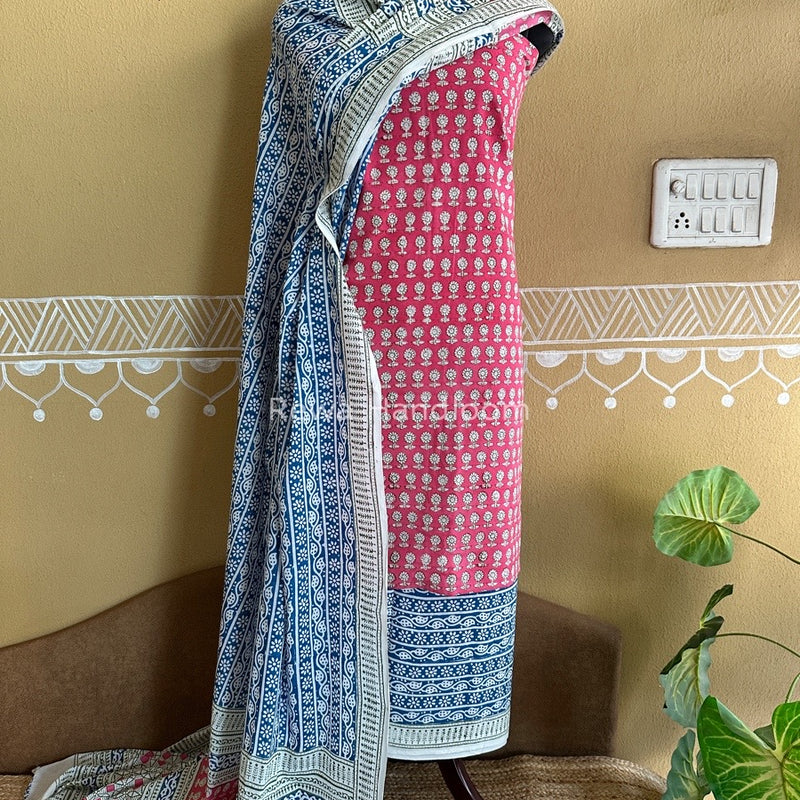  Pink-Blue Indigo Bagh Print Suit BCI028