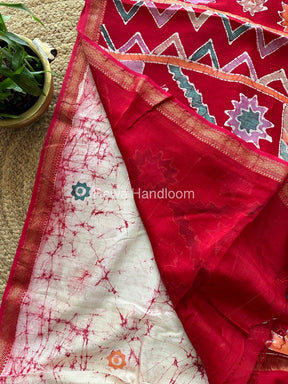 Maheshwari Pink Batik Indonesian Print Saree IBS055