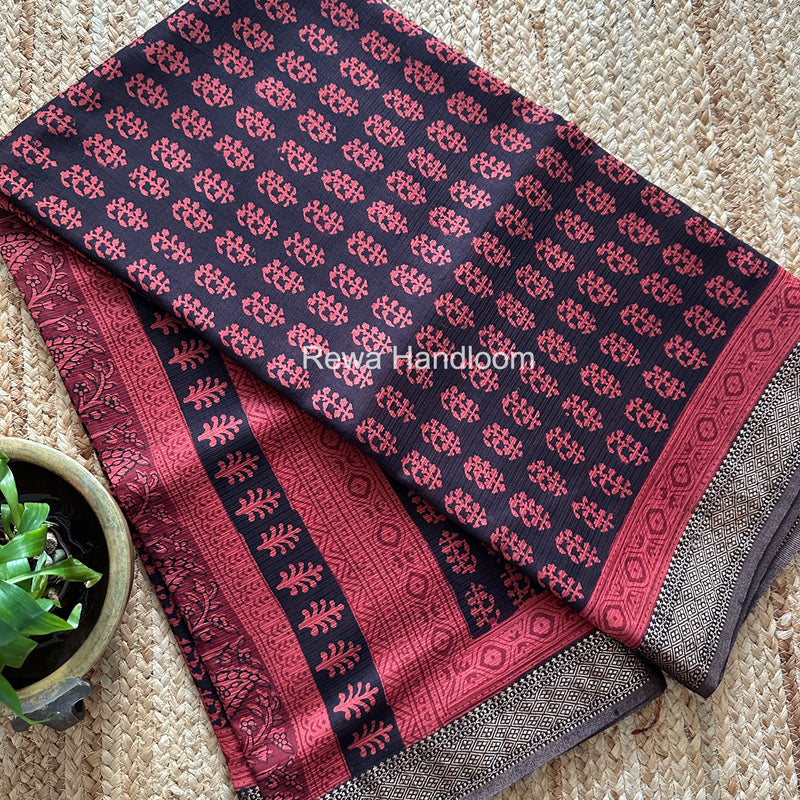 Maheshwari Bagh Print Small Border Saree