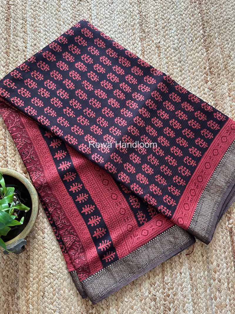 Maheshwari Bagh Print Small Border Saree