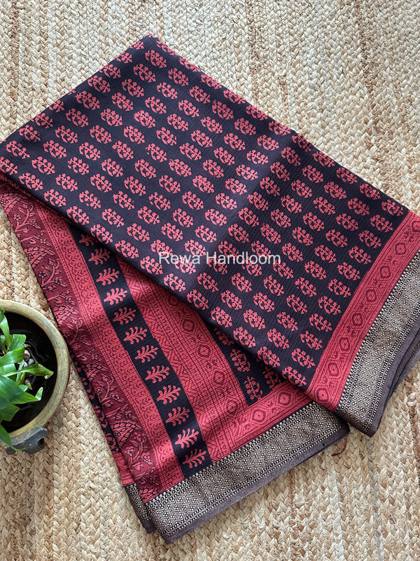 Maheshwari Bagh Print Small Border Saree