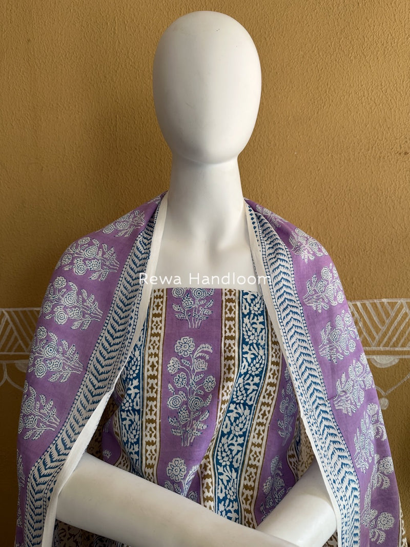 Lavender-Mehendi Green Indigo Bagh Print Suit BCI071