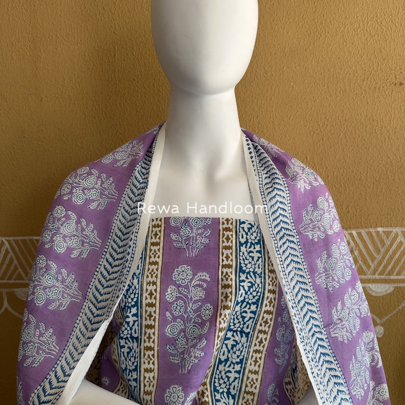 Lavender-Mehendi Green Indigo Bagh Print Suit BCI071