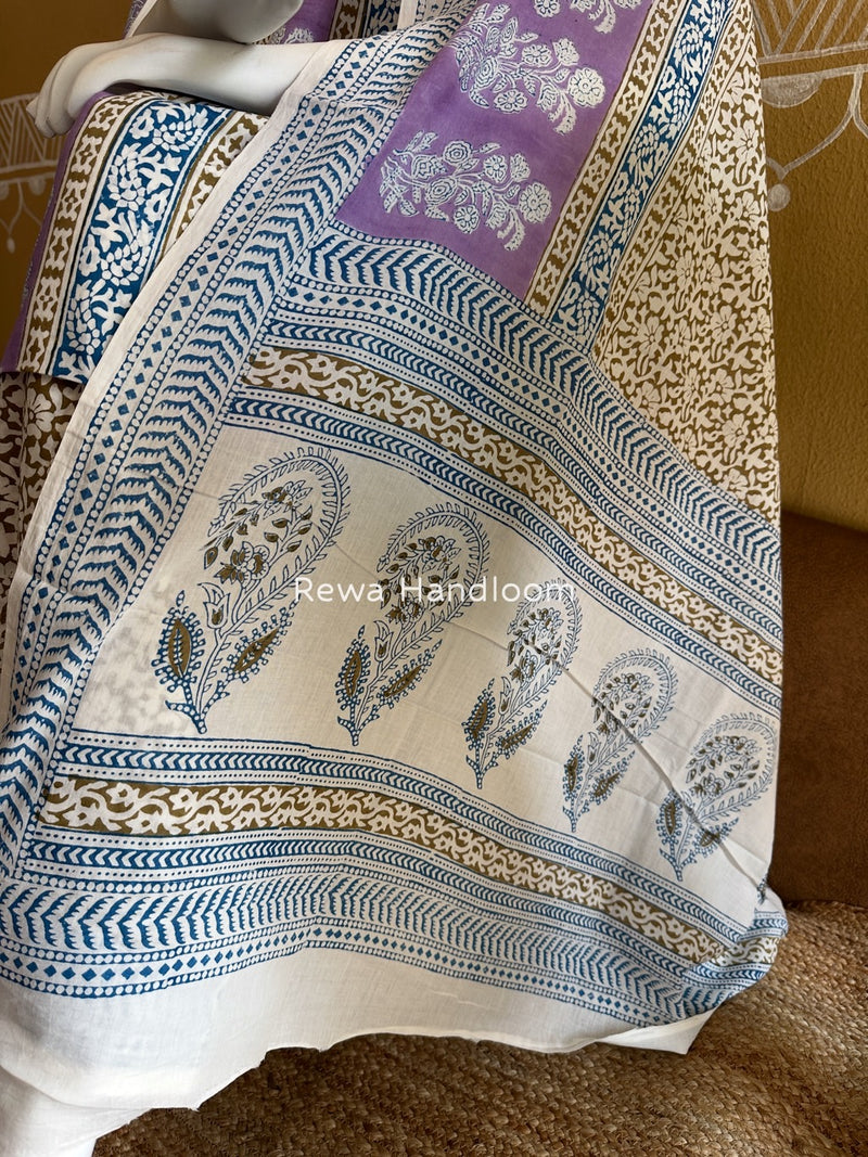 Lavender-Mehendi Green Indigo Bagh Print Suit BCI071