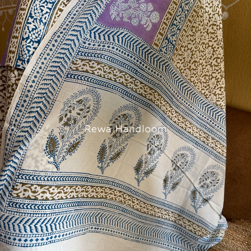 Lavender-Mehendi Green Indigo Bagh Print Suit BCI071