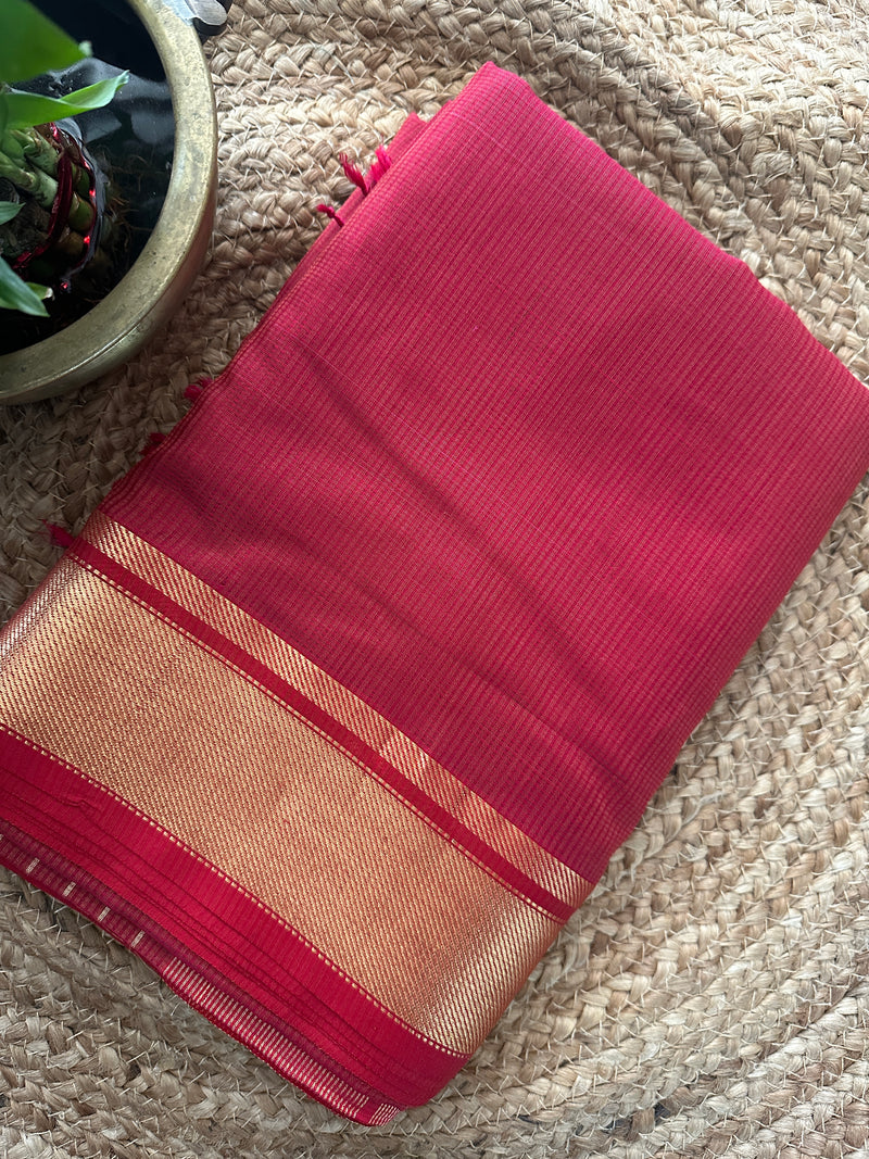 Exclusive Maheswari Self Checks Pink Saree MCS073