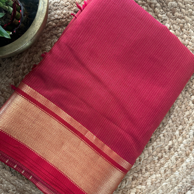 Exclusive Maheswari Self Checks Pink Saree MCS073