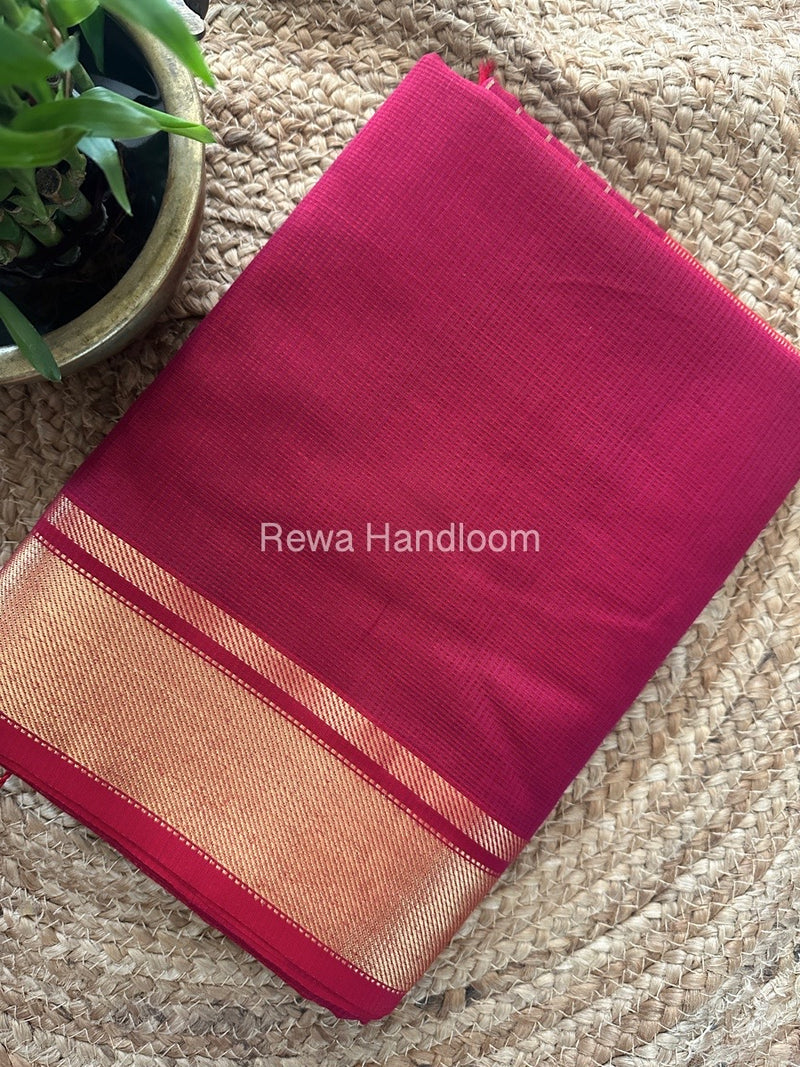 Exclusive Maheswari Self Checks Dark Magenta Saree MCS072