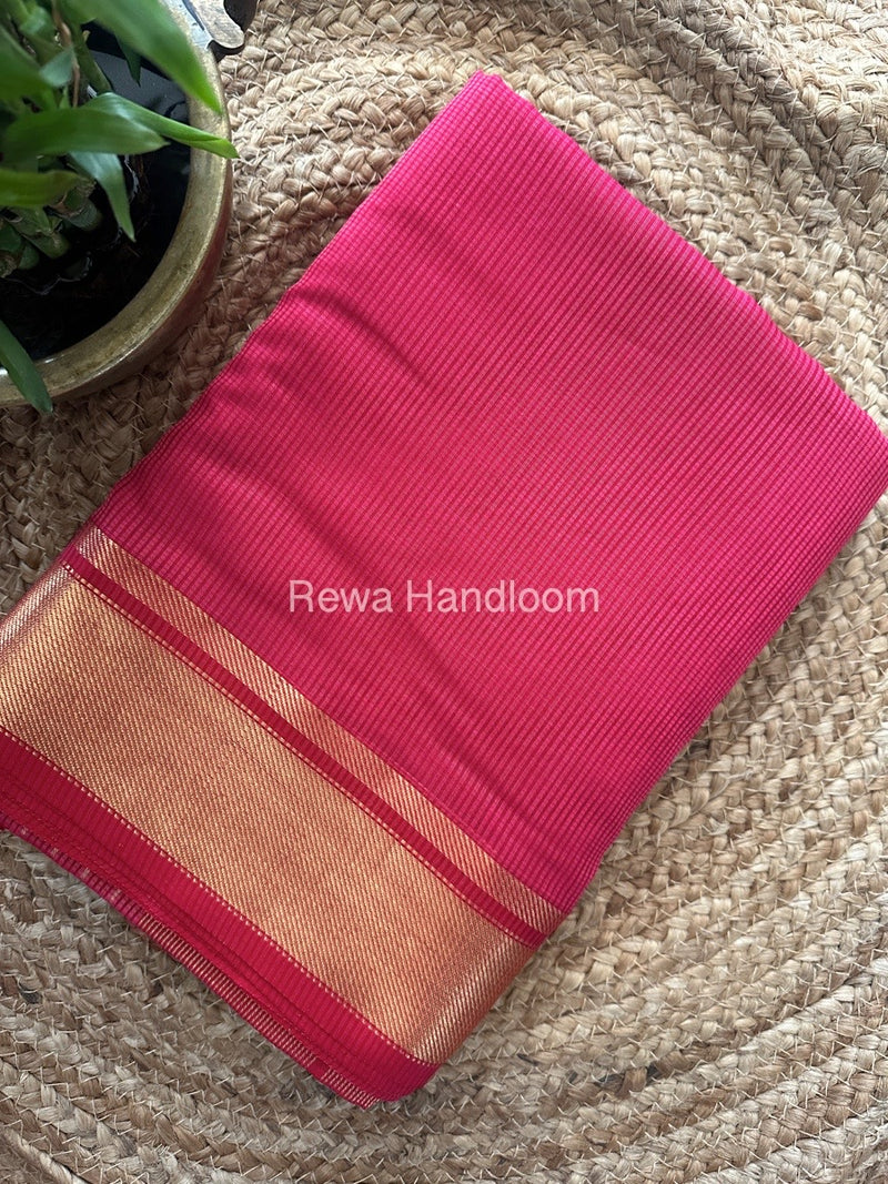 Exclusive Maheswari Self Checks Pink Saree MCS076