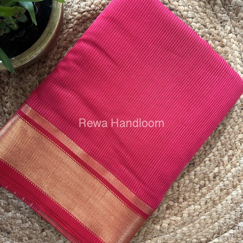 Exclusive Maheswari Self Checks Pink Saree MCS076