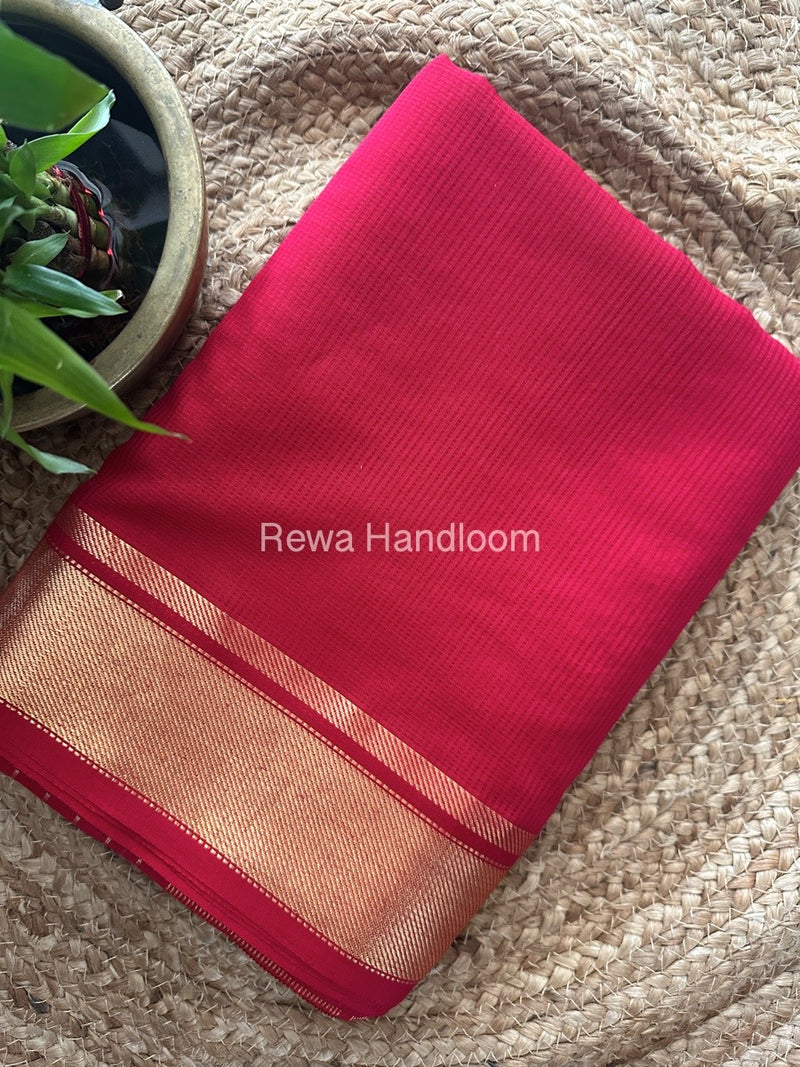 Exclusive Maheswari Self Checks Rani Pink Saree MCS075