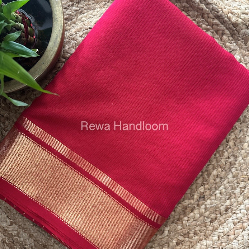 Exclusive Maheswari Self Checks Rani Pink Saree MCS075