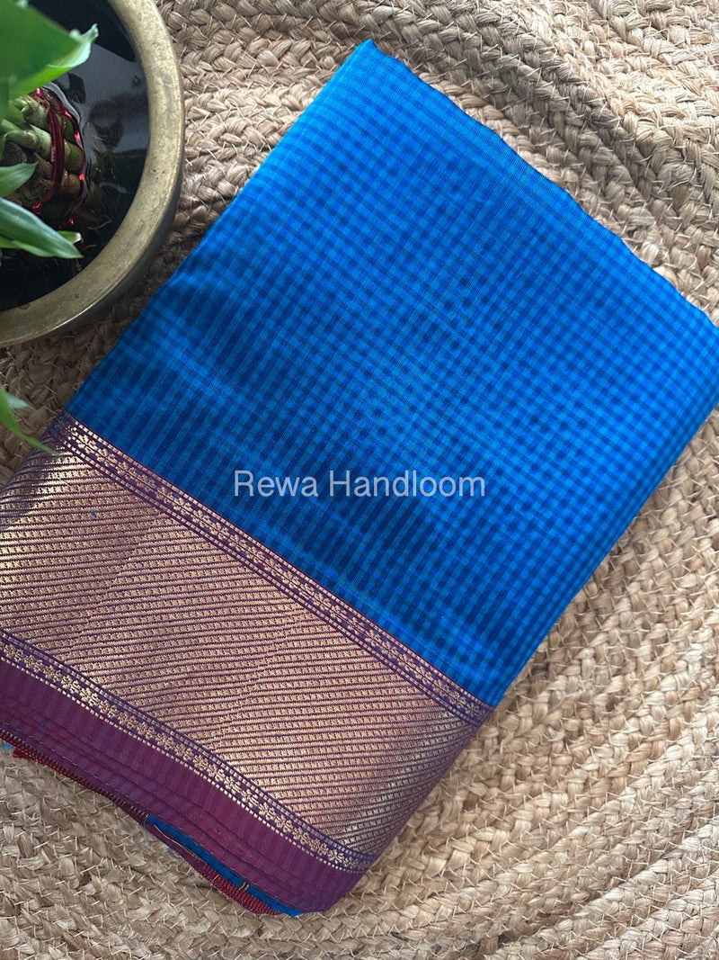 Exclusive Maheshwari 75% Silk Blue Saree SS034