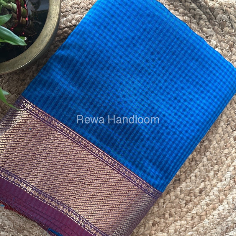 Exclusive Maheshwari 75% Silk Blue Saree SS034