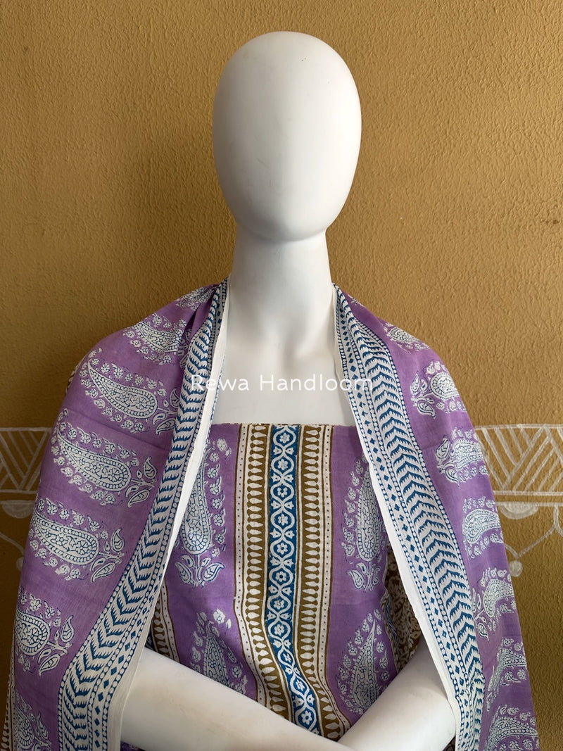 Lavendar-Mehendi Green Indigo Bagh Print Suit BCI067