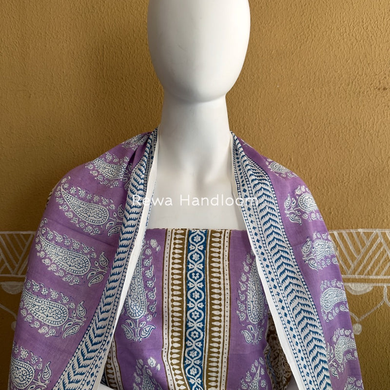 Lavendar-Mehendi Green Indigo Bagh Print Suit BCI067