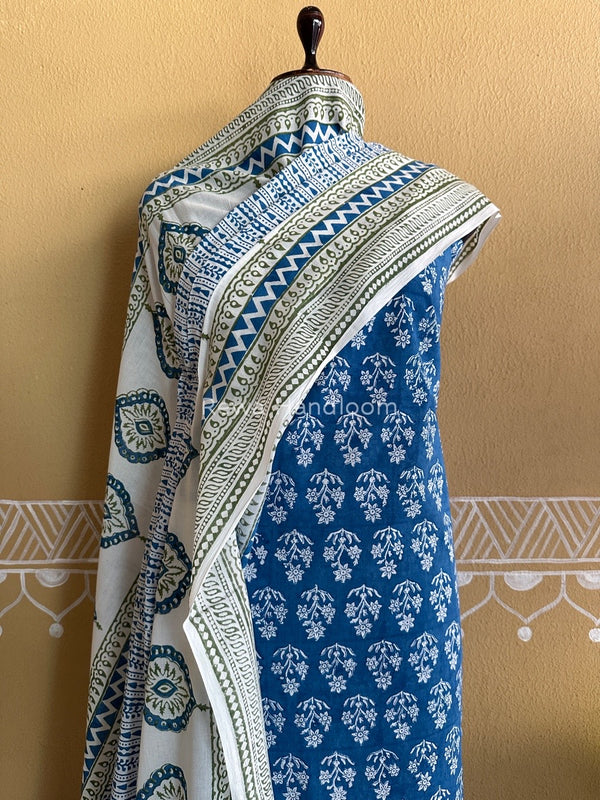 Blue-White Indigo Bagh Print Suit BCI024