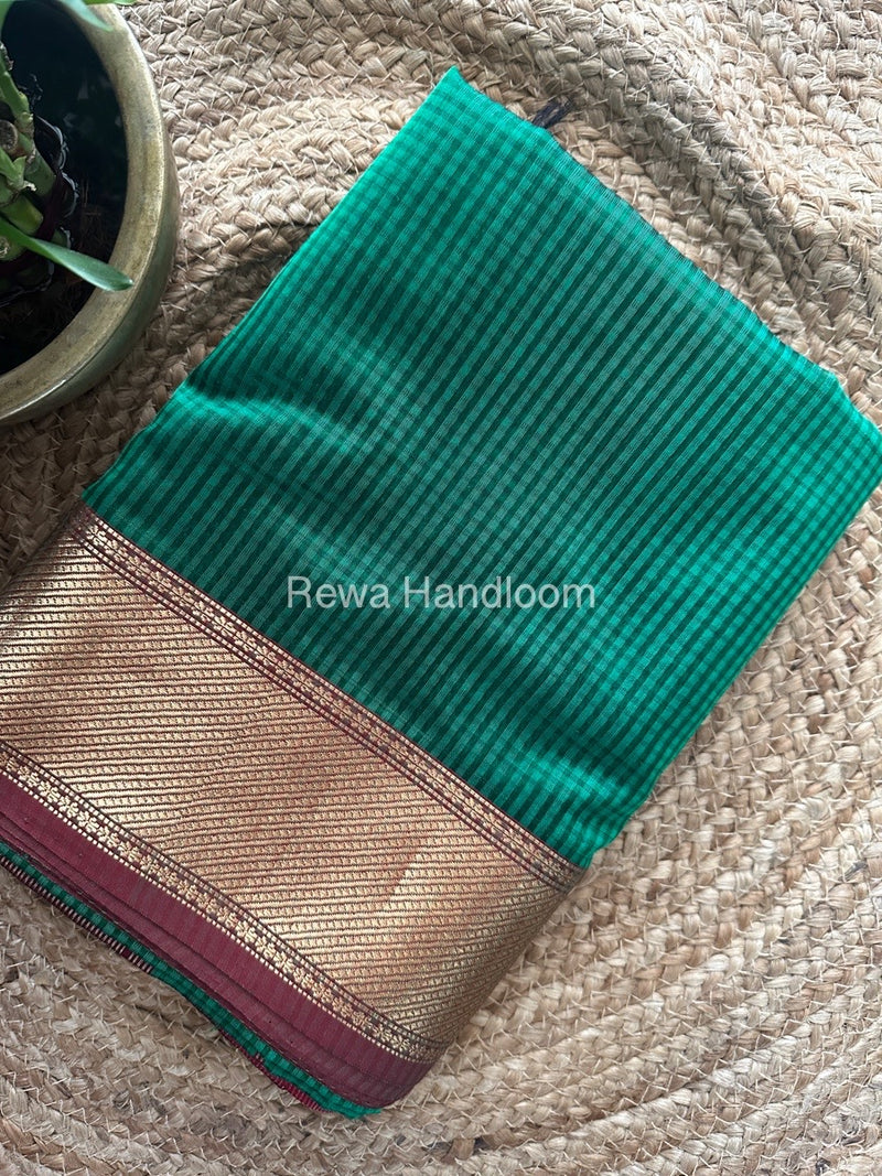 Exclusive Maheshwari 75% Silk Green Saree SS033