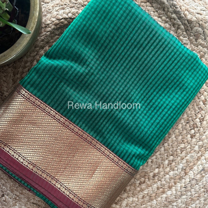 Exclusive Maheshwari 75% Silk Green Saree SS033