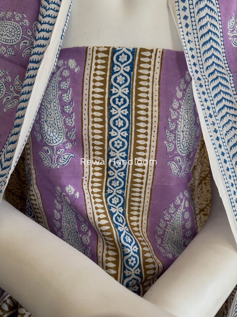 Lavendar-Mehendi Green Indigo Bagh Print Suit BCI067