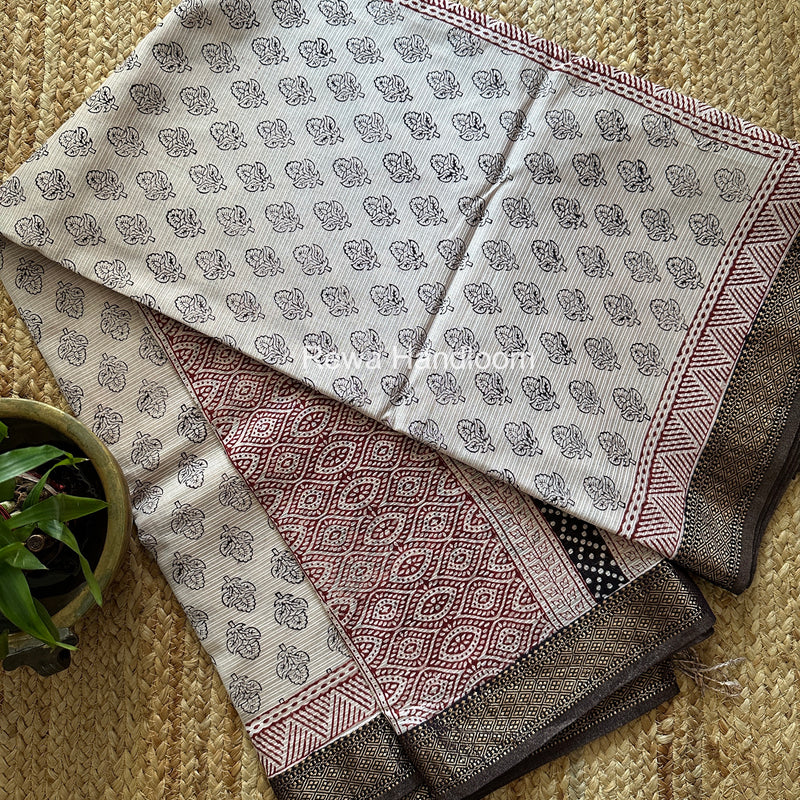 Maheshwari Bagh Print Small Border Saree