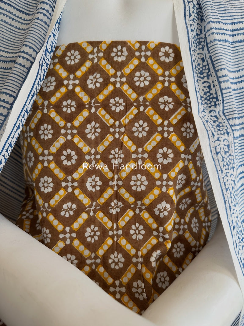 Brown Indigo Bagh Print Suit BCI059
