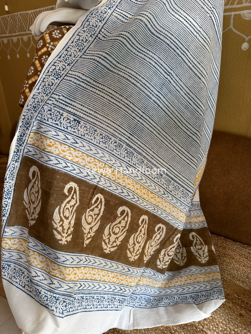 Brown Indigo Bagh Print Suit BCI059