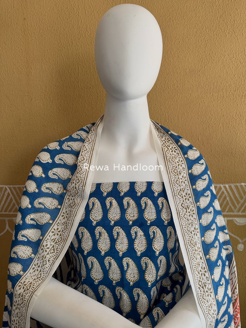 Blue-white Indigo Bagh Print Suit BCI064