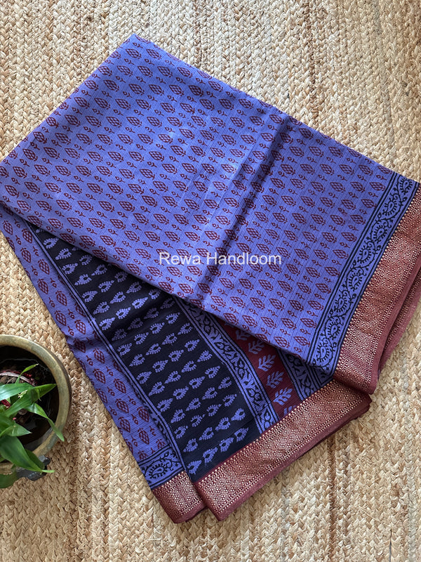Maheshwari Bagh Print Small Border Saree